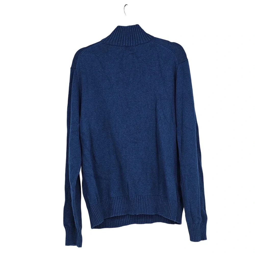 Polo Ralph Lauren Mock Neck Sweater XL Blue Preppy Classic Coastal Ivy Americana